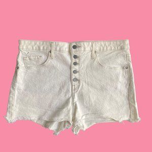 Mossimo Denim High Rise Shorts White Sz 14 Power Stretch Large Comfy Nautical